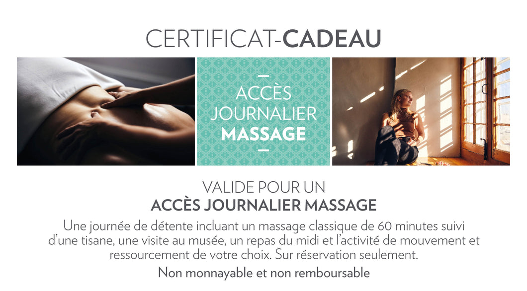 Certificat-cadeau – Accès journalier massage