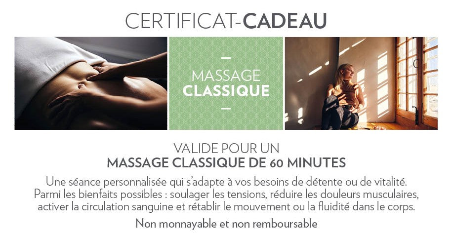 Certificat-cadeau - Massage Classique - 60 minutes